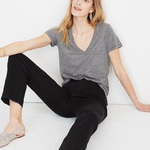 Madewell Whisper Cotton V-Neck Pocket Tee in Gray